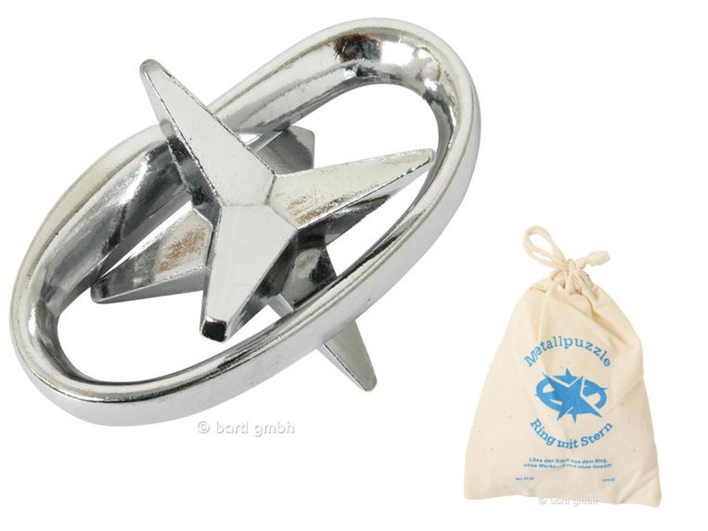 Metallpuzzle Ring mit Stern